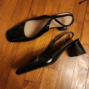 NWOT Black Slingback Heels